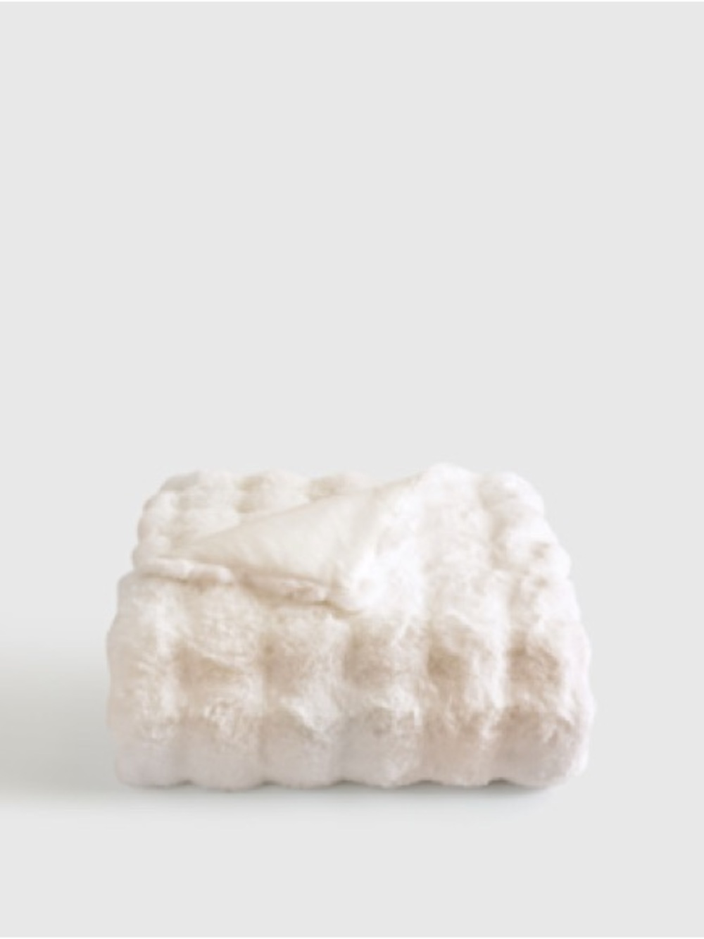Quince Ruched Faux Fur Throw Blanket, 60”x80”, Snow